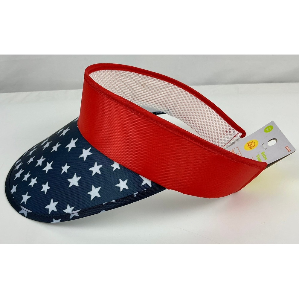 Sun Squad Retro Visor Patriotic Stars Red White Blue One Size New - Picture 2 of 6
